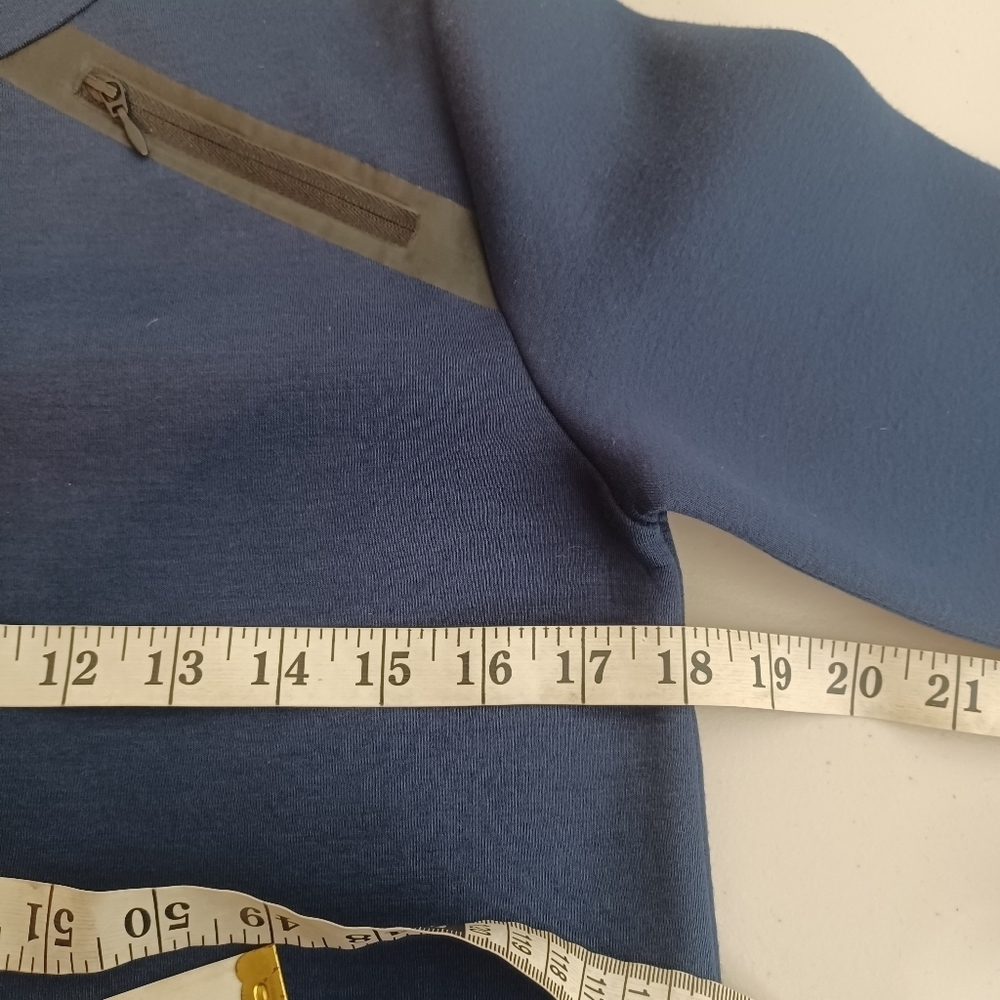 Kate Spade Saturday Neoprene Scuba Navy Blue Sz XS Double Zip Crewneck Sweater - Picture 7 of 10